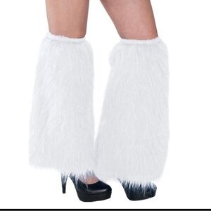 Faux Fur Plush Leg Warmers White NWT
